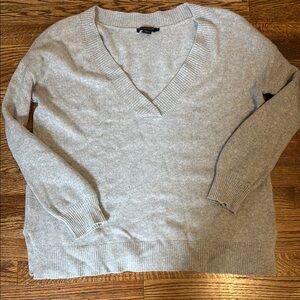 Pendleton Gray Oversized V-Neck Cashmere Sweater sz L